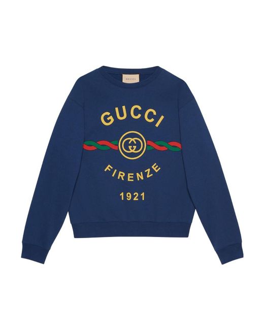 Gucci Firenze 1921 Cotton Sweatshirt in Blue for Men | Lyst
