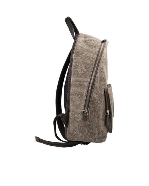 Etro Brown Paisley-Print Logo-Appliqué Backpack for men