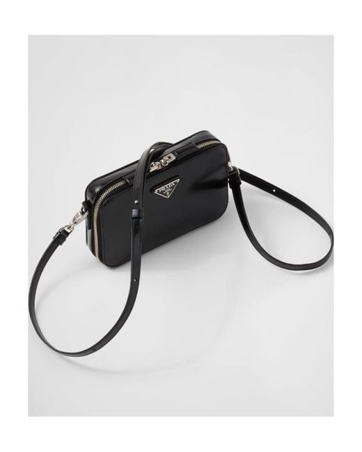 Prada Black Brique Brushed Leather Bag for men