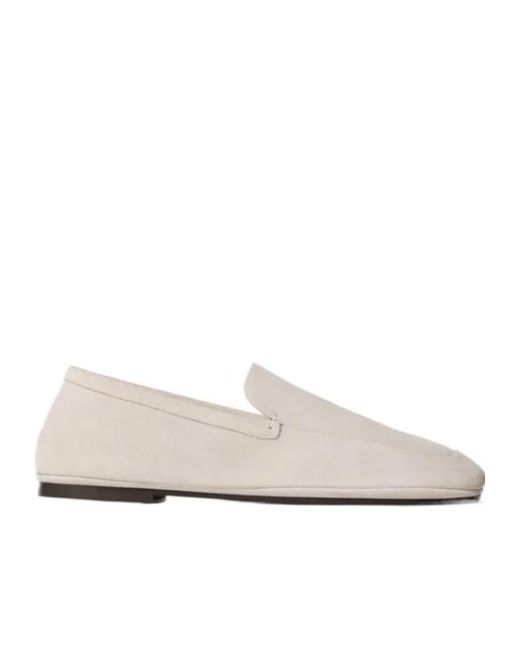 Lemaire White Square Toe Slip-On Loafers