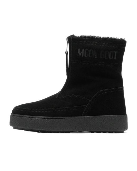Moon Boot Black Logo Printed Zip Detail Boots