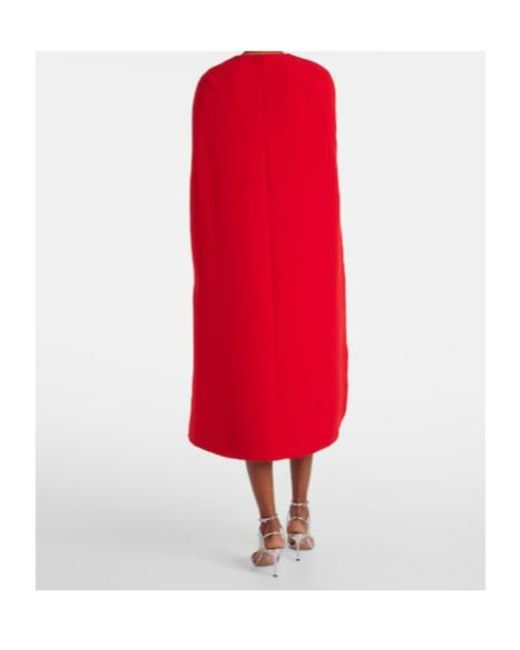 Safiyaa Red Cape-Detail Midi Dress