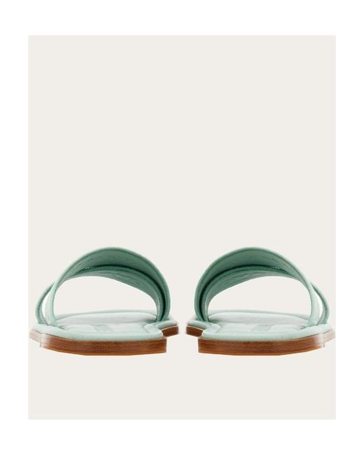 Ferragamo Green Logo Slippers