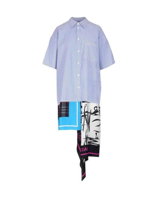 Balenciaga Blue Scarf Shirt Dress