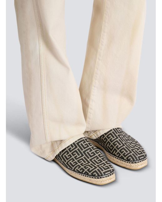 Balmain Gray Monogram Jacquard Espadrilles for men