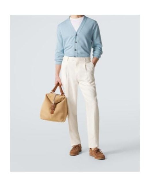 Kiton Blue Cotton Cardigan for men