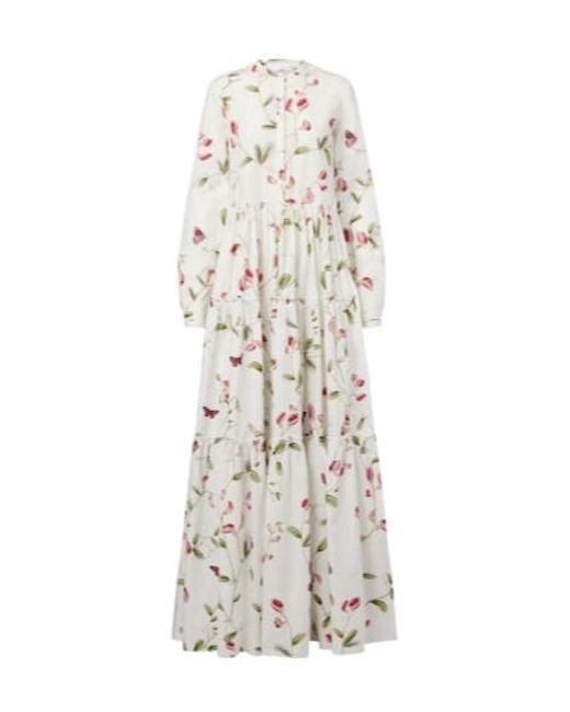 Giambattista Valli White Floral Cotton Maxi Dress