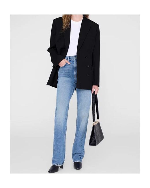 Anine Bing Black Aretha Long Sleeve Blazer