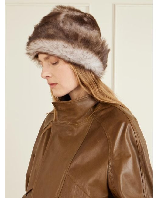 Nour Hammour Brown Louve Shearling Beanie