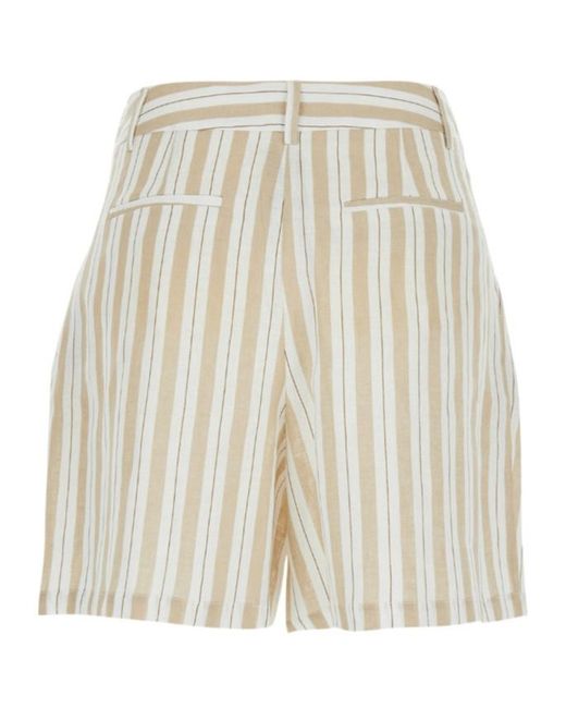 Semicouture Natural Semi Couture Striped Linen Shorts