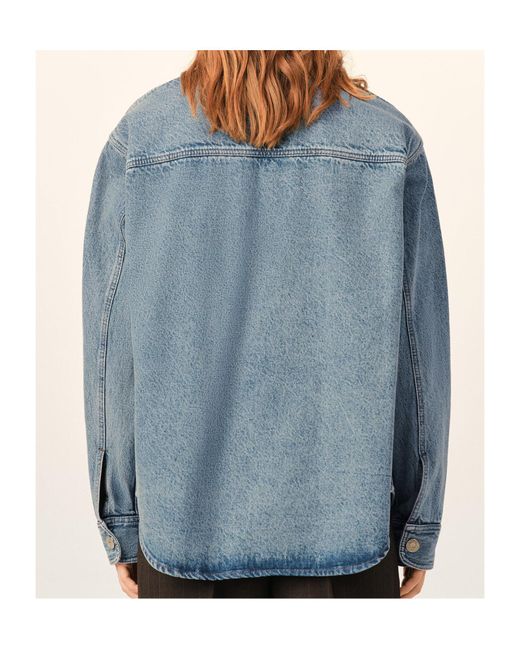 AMI Blue Cotton Overshirt With Ami De Coeur for men