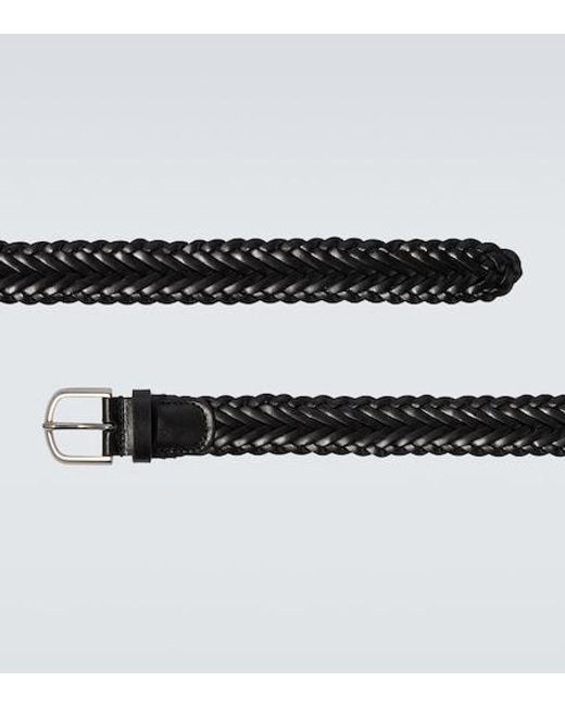 Giorgio Armani White Braided Leather Belt for men
