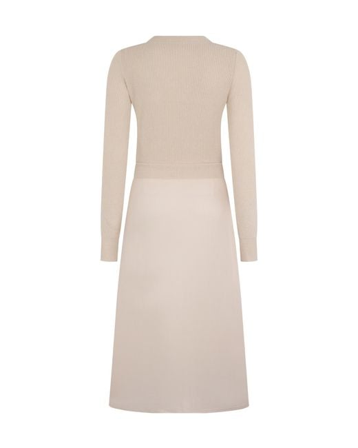 Peserico Natural Flared Knitted Midi Dress