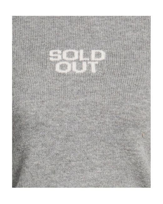 Sportmax Gray Mock-Neck Mid-Sleeve Knit Top