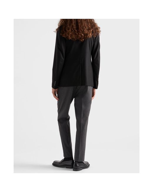 Prada Black Single-Breasted Wool Blend Jacket for men