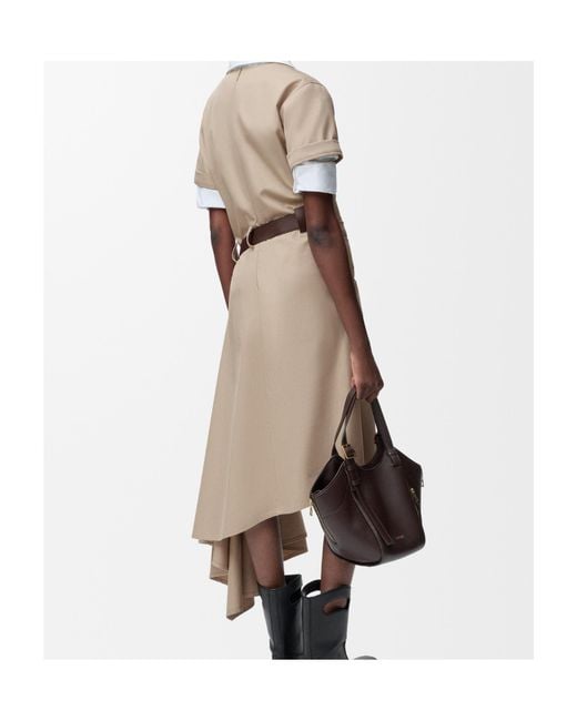 Loewe Natural V-Neck Asymmetric Belted Dress