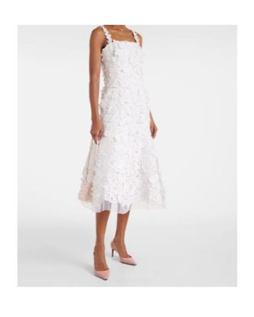 Carolina Herrera White Guipure Lace Midi Dress