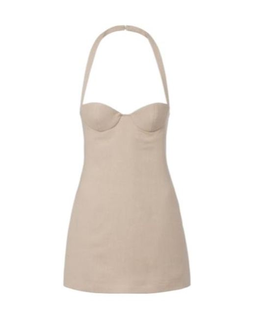 Magda Butrym Natural Halterneck Linen Minidress