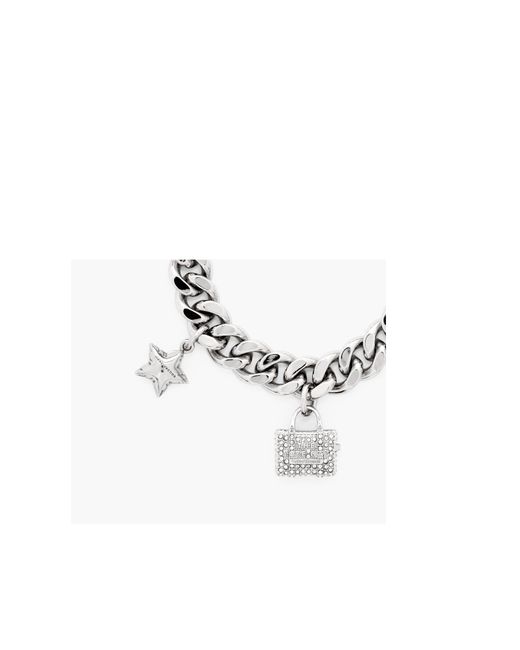 Marc Jacobs White The Pavé Mini Icon Embellished Bracelet
