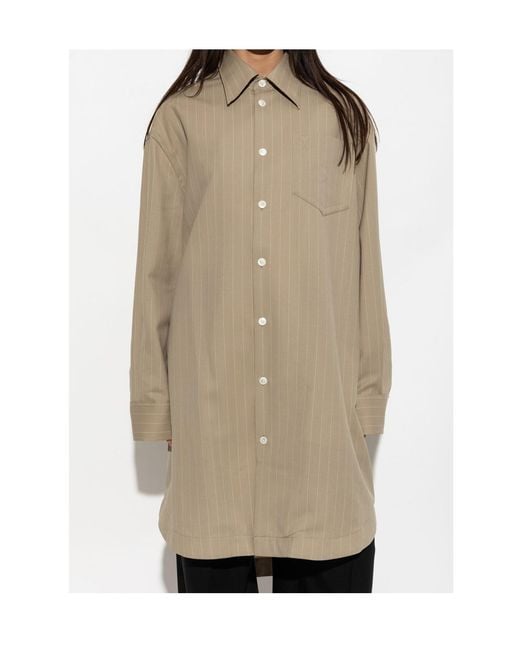 AMI Natural Ami Pinstripe Shirt Dress