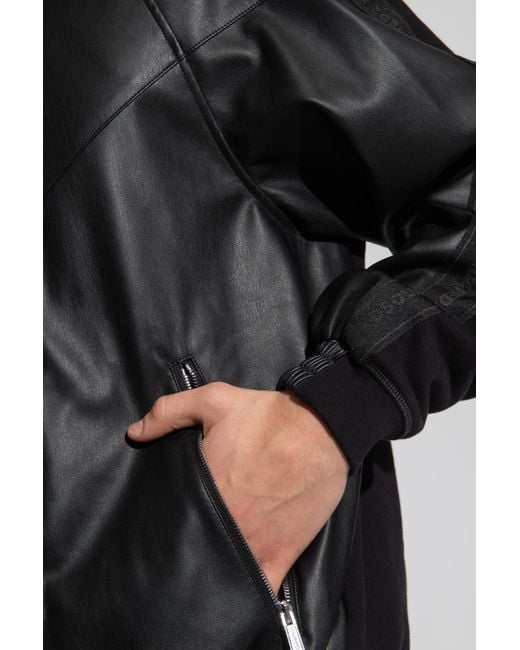 DSquared² Black Hooded Leather Jacket for men