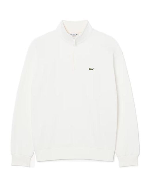 Lacoste White Logo Patch Half-Zip Sweatshirt for men