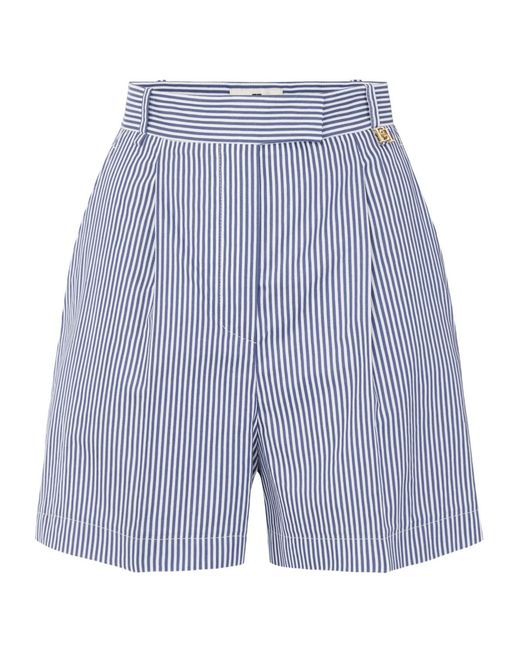 Elisabetta Franchi Blue Striped Stretch Shorts