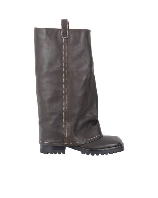 Acne Gray Round Toe Boots for men