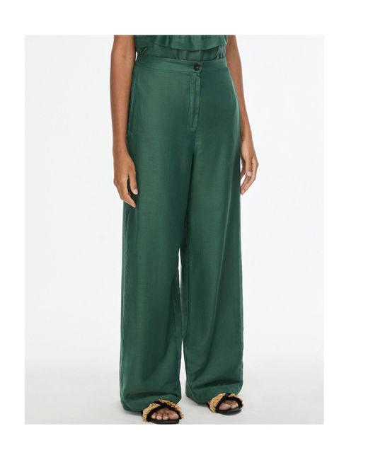 iBlues Green Silk-Blend Muslin Trousers