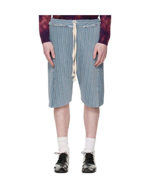 Edward Cuming Blue Striped Shorts for men
