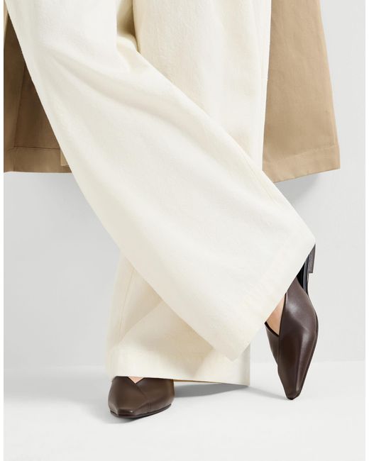 Brunello Cucinelli Brown Calfiskin Slingback Flats