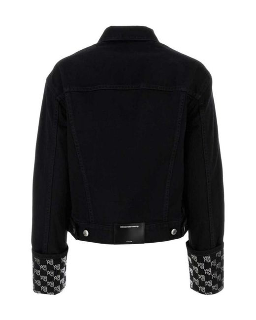 Alexander Wang Black Long Sleeved Embellished Denim Jacket