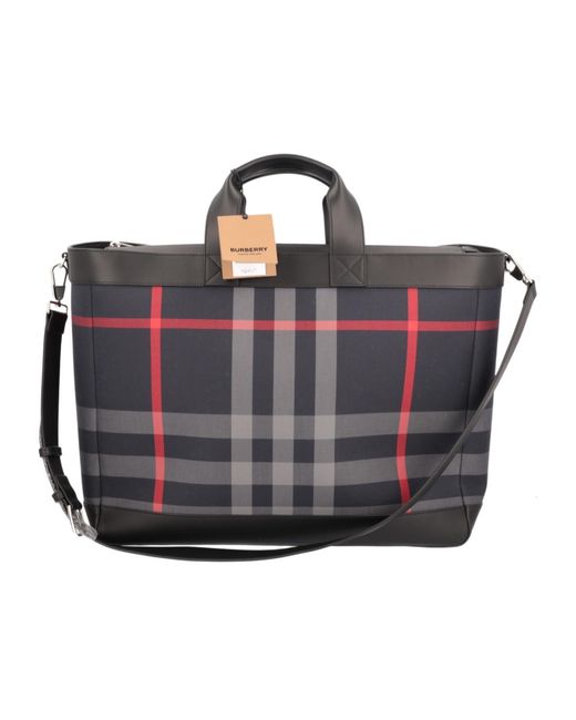 Burberry Black Plaid Shoulder Bag for men