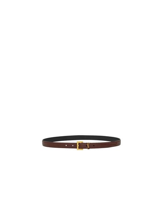 Saint Laurent White Cassandre Thin Belt