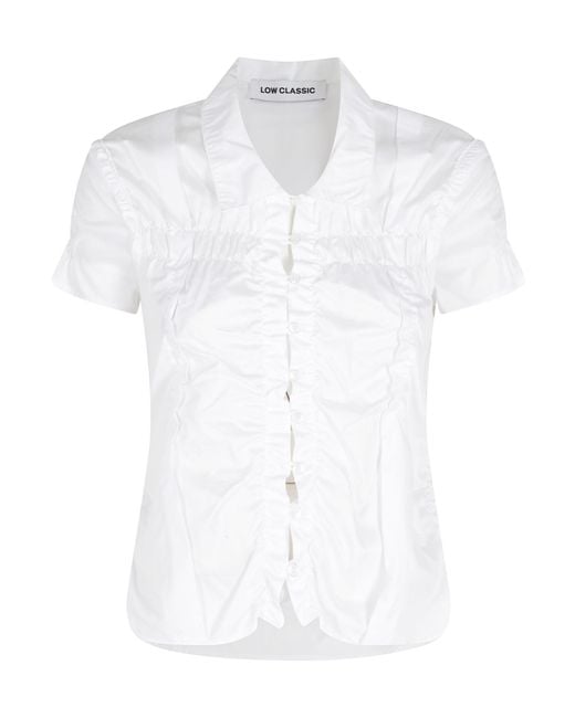 Low Classic White Striped Ruffled Shirt