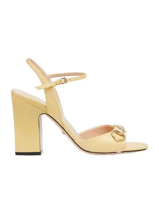 Gucci Metallic Horse Title Button High-Heeled Sandals