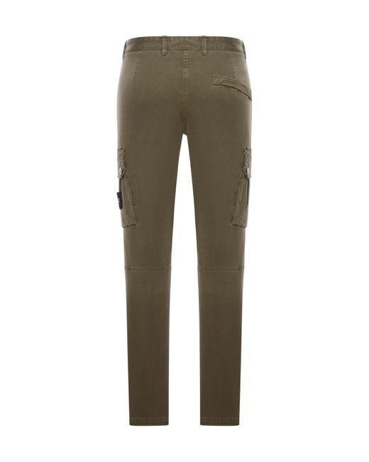 Stone Island Green Slim-Fit Cargo Trousers With Zip Hand Pockets for men