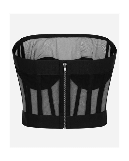 Dolce & Gabbana Black Boned-Bodice Cropped Tank Top