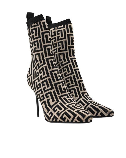 Balmain Black Logo High-Heeled Boots