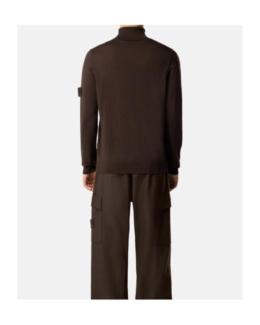 Stone Island Brown Logo Patch Roll-Neck Jumper for men