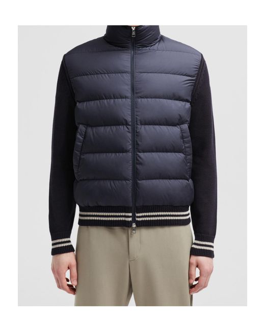 Moncler Blue Logo Patch Padded Cardigan for men