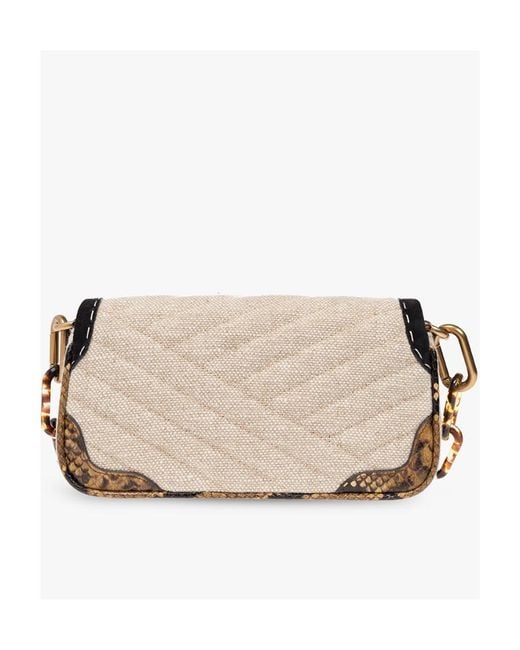 Tory Burch Natural Small Kira Mixed-Media Shoulder Bag