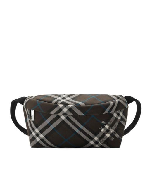 Burberry Black Checked Ekd Motif Belt Bag for men