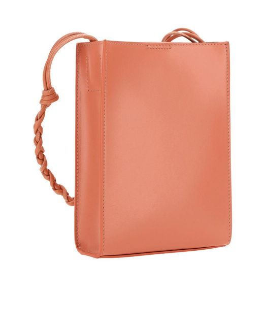Jil Sander Pink Tangle Small Logo Embossed Crossbody Bag