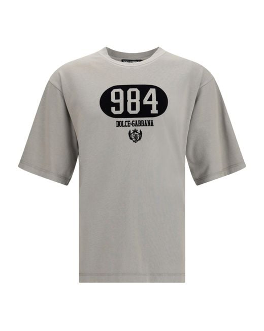 Dolce & Gabbana Gray Logo Printed Crewneck T-Shirt for men