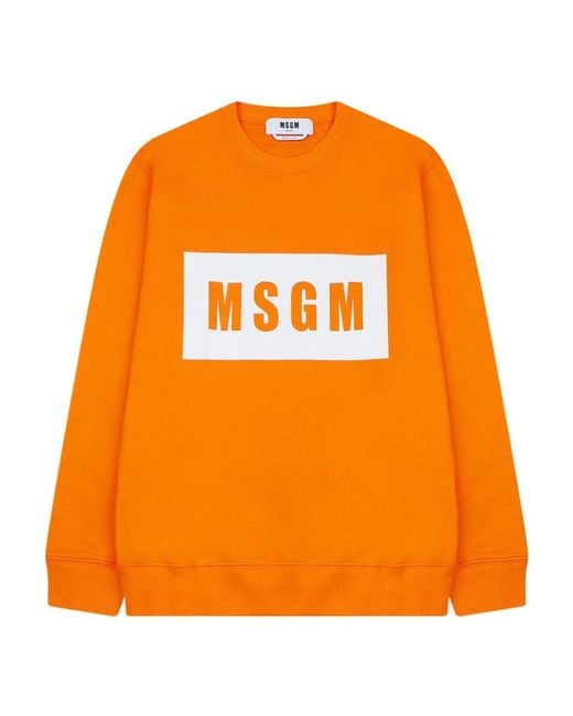 MSGM Orange Logo Printed Sweater