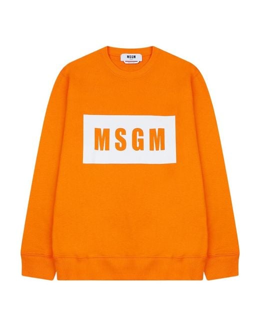 MSGM Orange Logo Printed Sweater