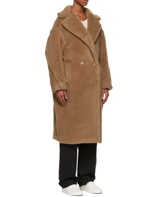 Max Mara Brown Double-Breasted Teddy Long Coat