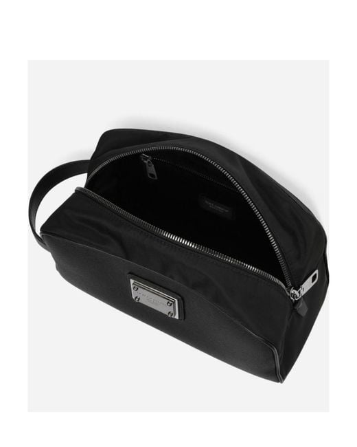 Dolce & Gabbana Black Logo Plaque Toiletry Bag for men