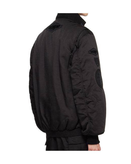 Sacai Black Logo Badge Bomber Jacket for men